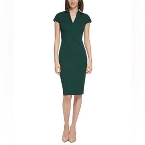 Women's V-Neck Cap Sleeve Sheath Dress